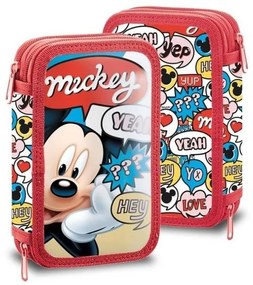 EUROSWAN -  EUROSWAN Dvojposchodový vybavený peračník Mickey Hey Polyester, 20x13x4 cm