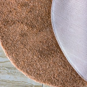 DY Okrúhly hnedý shaggy koberec Kamel Rozmer: 80 cm