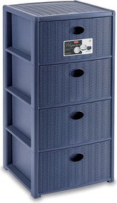 STEFANPLAST Plastový úložný regál Elegance, 4 zásuvky, modrý