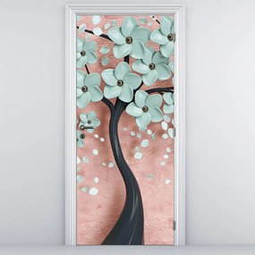 Fototapeta na dvere - Pastelovo modré kvety (95x205cm)