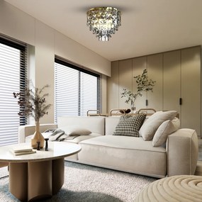EUlight Luster Luxuria I, 1x krištáľové/zlaté kovové tienidlo, (fi 48cm), g