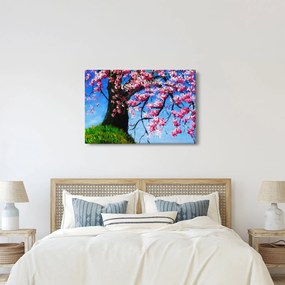 Obraz maľované rozkvitnuté čerešne (90x60 cm)