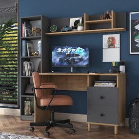 Moderná súprava Darah s písacím stolom, knižnicou a policou orech/antracit