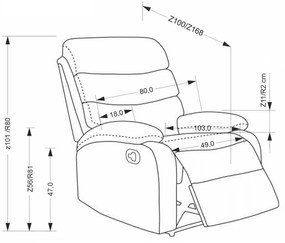 Polohovacie kreslo Culver, béžová