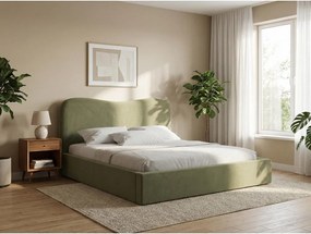 Zelená čalúnená dvojlôžková posteľ s úložným priestorom s roštom 180x200 cm Kahai – Makamii