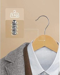 Drevené vešiaky, sada 10 kusov, ramienka, prírodná farba