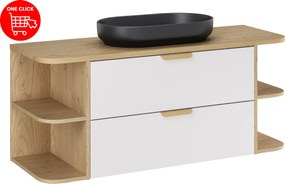 Comad Kúpeľňová skrinka s doskovým umývadlom set Aster White 120 biela/dub cremona