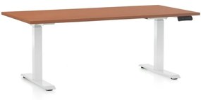 Výškovo nastaviteľný stôl OfficeTech C, 160 x 80 cm, biela podnož, čerešňa