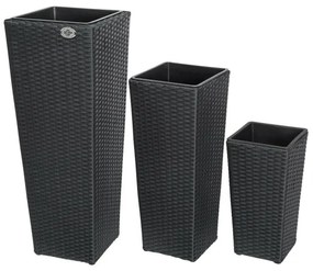 Ratanový kvetináč BEN02 set-3kusy čierna