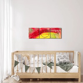 Obraz abstrakcie - maľba (s hodinami) (90x30 cm)