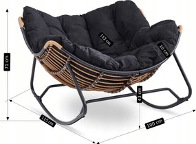 Záhradné hojdacie kreslo na terasu, do obývačky čierne ELTON