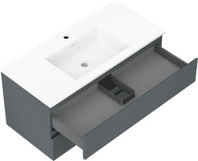 Mexen Orio, kúpeľňová skrinka 100 cm s umývadlom Otis, 2 zásuvky, grafitová matná/biela matná, 91A10-10047-2-BFF66-W18M01