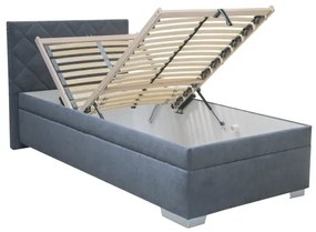 Čalúnená posteľ s úložným priestorom a matracom LANA 90x200 cm, modrá