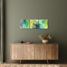 Obraz geometrické abstrakcie (s hodinami) (90x30 cm)