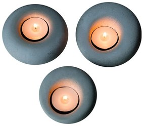 Betónové svietniky v súprave 3 ks Donut – Mioli Decor