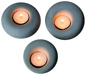 Betónové svietniky v súprave 3 ks Donut – Mioli Decor