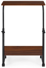 Stôl na notebook s kolieskami k pohovke/kreslu - tmavohnedý, ModernHome