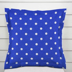 Biante Dekoračná obliečka na vankúš s lemom Leona LN-022 Biele bodky na sýto modrom 50 x 60 cm