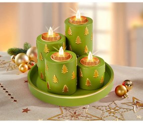 Tanier so sviečkami Vianočný stromček, zelený