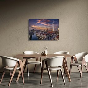 Sklenený obraz - Západ slnka nad Berlínom (70x50 cm)