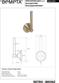 Bemeta Design RETRO bronz: Držiak toaletného papiera, rezervný - 144112037