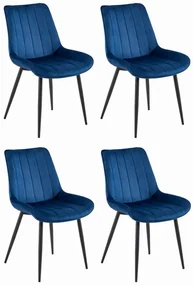 Set štyroch jedálenských stoliček SOSA zamatové granátové / čierne nohy (4ks)