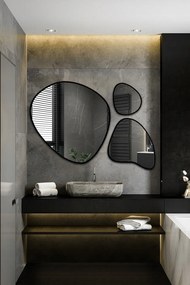 Sada troch organických zrkadiel Flora v čiernom ráme 200 x 135 cm