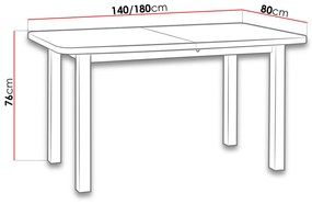 Rozkladací jedálenský stôl Legano 80 x 140 180 II L (biela) (pre 4-8 osôb). Vlastná spoľahlivá doprava až k Vám domov. 1105386