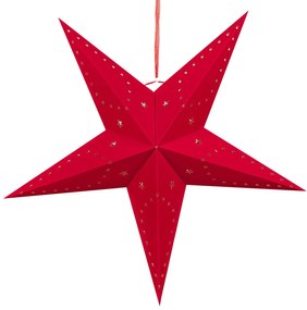 Sada 2 závesných zamatových hviezd s LED 60 cm červená MOTTI Beliani