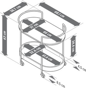 Servírovací vozík s mramorovým vzhľadom