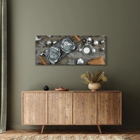 Obraz - strieborné vianočné dekorácie (120x50 cm)