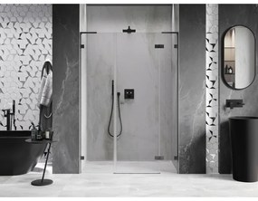 Mexen Lunar L, výklopné sprchové dvere pravé 120 cm, 8mm číre sklo, brúsený grafit profil, 834SL-120-050-66-00-P