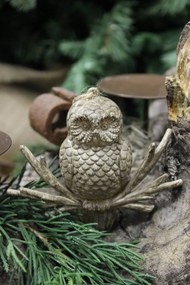 Hnedá patinovaná vianočná ozdoba sova 10 cm
