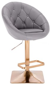LuxuryForm DESIGN Barová stolička VERA na zlatej hranatej podstave - šedá