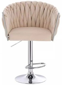 LuxuryForm DESIGN Barová stolička NORDEN VELUR na striebornom tanieri - krémová