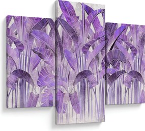 Obraz - Fialové listy v omietke (90x60 cm)