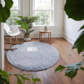 Protišmykový koberec ALPACA strieborný kruh