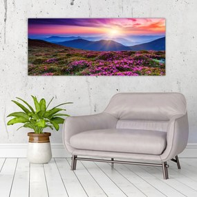 Obraz - Horská rozkvitnutá krajina (120x50 cm)
