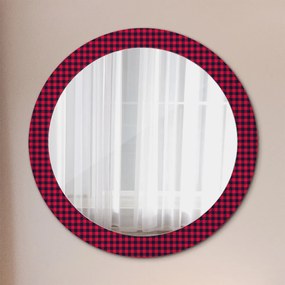Okrúhle ozdobné zrkadlo Červená mriežka fi 80 cm