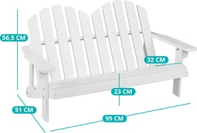 Detská Adirondack stolička pre 2 osoby, biela