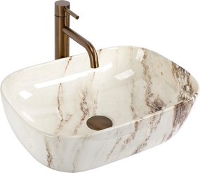 Rea Belinda Marrone Shiny, umývadlo na dosku 465×330×135 mm, imitácia kameňa Marrone, REA-U3601