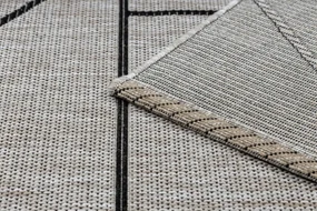 Koberec SIZAL FLOORLUX 20605 geometrický trojuholník - strieborný / čierny