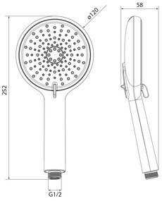 Sapho Sapho, Ručná masážná sprcha, 4 režimy, priemer 120mm, ABS/čierna mat, 1204-51B