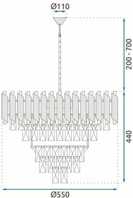 Toolight Toolight, stropná závesná krištáľová lampa 9xE14 APP1058-CP, čierna-zlatá, OSW-04400