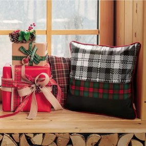 Dizajnová károvaná vianočná obliečka na vankúš Šírka: 45 cm | Dĺžka: 45 cm