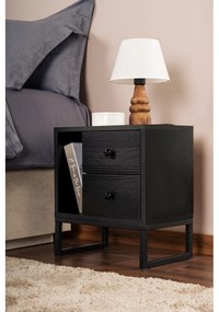 Nočný stôl Glimmer - Wood Black, Black