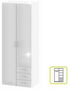 Skriňa, 2 -dverová, biela extra vysoký lesk HG, GWEN 70425