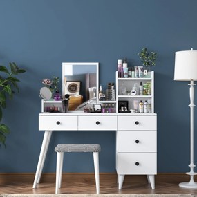 Toaletný stolík Margot 01 so stoličkou biely