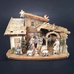 AMADEA Drevený skladací betlehem 3D 6 cm