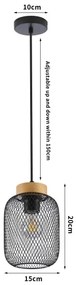 Brilagi - Závesné svietidlo na lanku BASKLITE 1xE27/15W/230V drevo/čierna